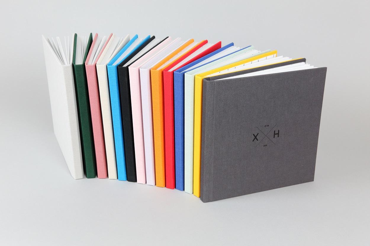 Wedding album with photographic leather cover and satin lamination